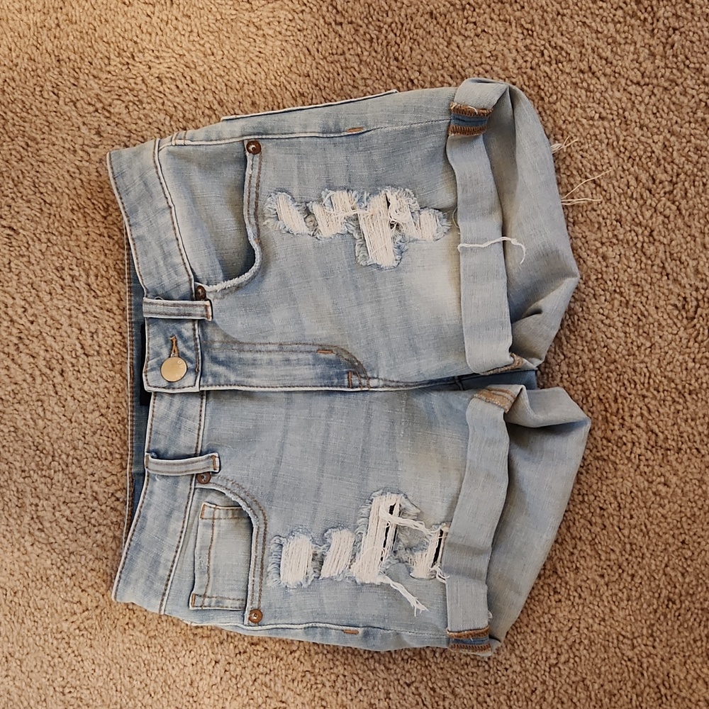 Aeropostale Light Blue Distressed Denim Jean Shorts